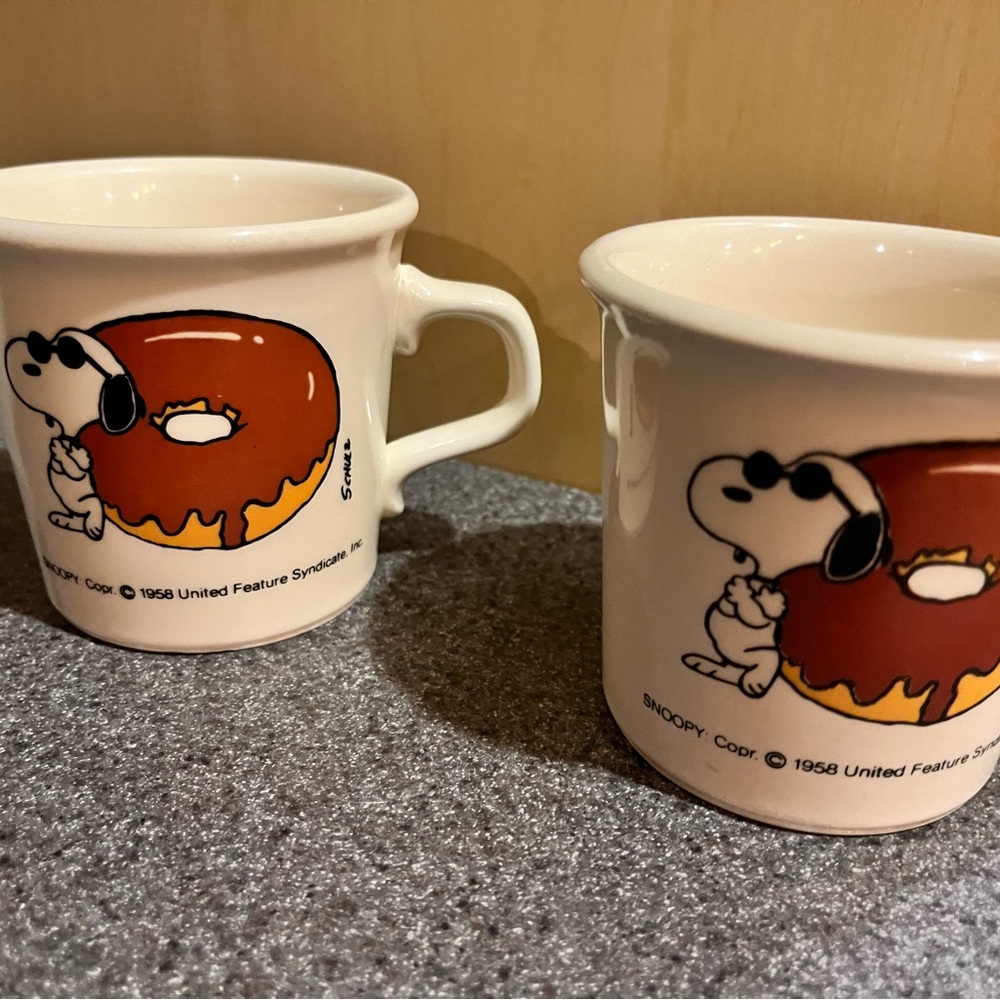 Peanuts Snoopy Donut Mug Set - Cream and Brown